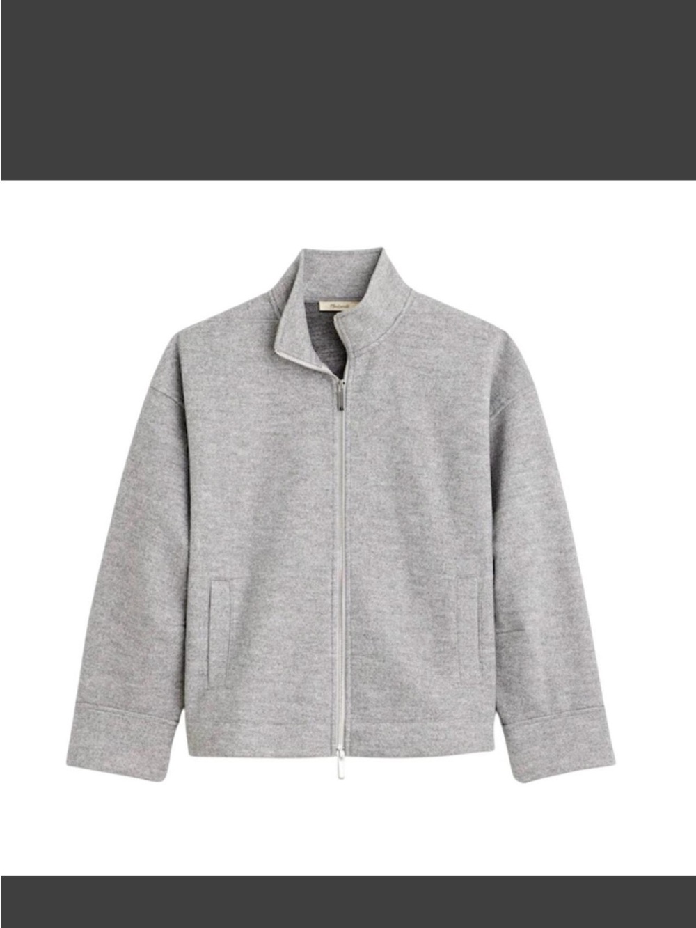 Madewell Light Gray Zip-Front Wool Blend Jacket